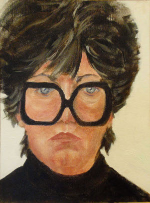 Acrylic on board - self-portrait of artist Pam Arthur 2016