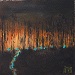 Texas painter artist Ken Arthur - Sunset Deep in the Woods Painting Mixed Acrylic on Ampersand Board