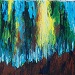 Texas painter artist Ken Arthur - Sunrise in the Woods Painting Acrylic on Board