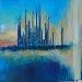 Texas painter artist Ken Arthur - San Diego, California, Skyline Painting - Acrylic on Board