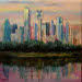 Texas painter artist Ken Arthur - Dallas Cityscape - Mixed Media on Canvas