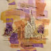 Texas painter artist Ken Arthur - St. Mary’s Catholic Church Fredericksburg, Texas - Mixed Media on Paper
