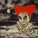 Texas painter artist Ken Arthur - Bela the Clown Painting - acrylic paints, Canvas board 