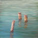 Texas painter artist Ken Arthur - Three Pilings - Acrylic on Board